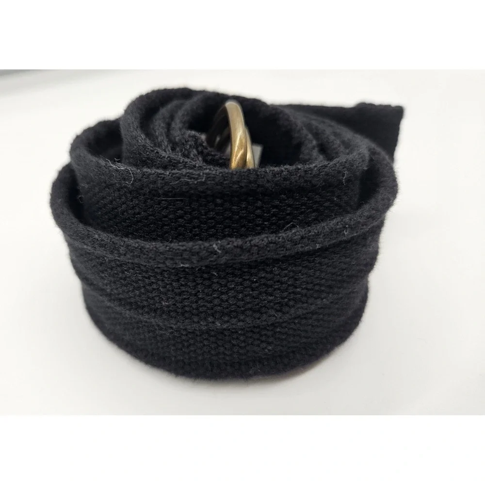 Black Canvas D-Ring‎ Web Belt Size 40 Antique Brass Buckle RN 73277